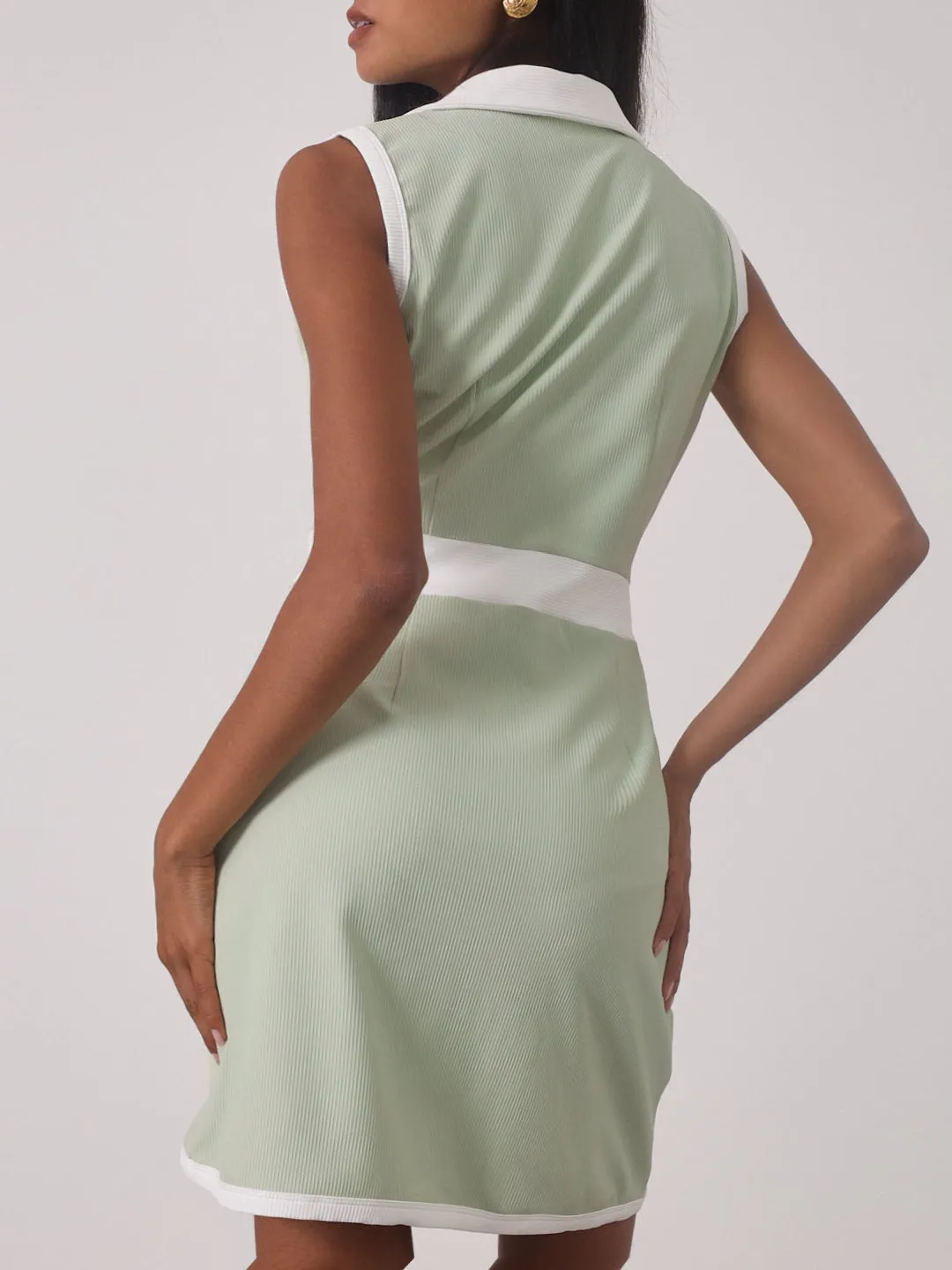Andie Resort Sun Dress | Pistachio/White