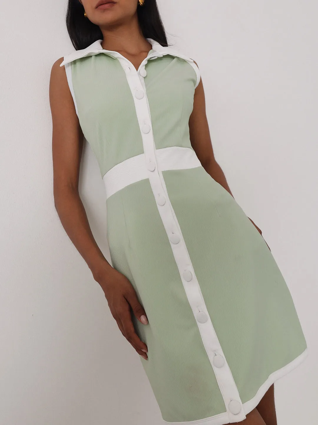 Andie Resort Sun Dress | Pistachio/White