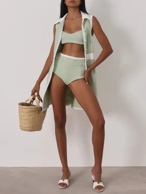 Andie Resort Sun Dress | Pistachio/White