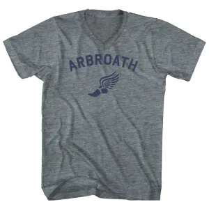 Arbroath Running Track Winged Foot Tri-Blend V-neck Womens Junior Cut T-shirt