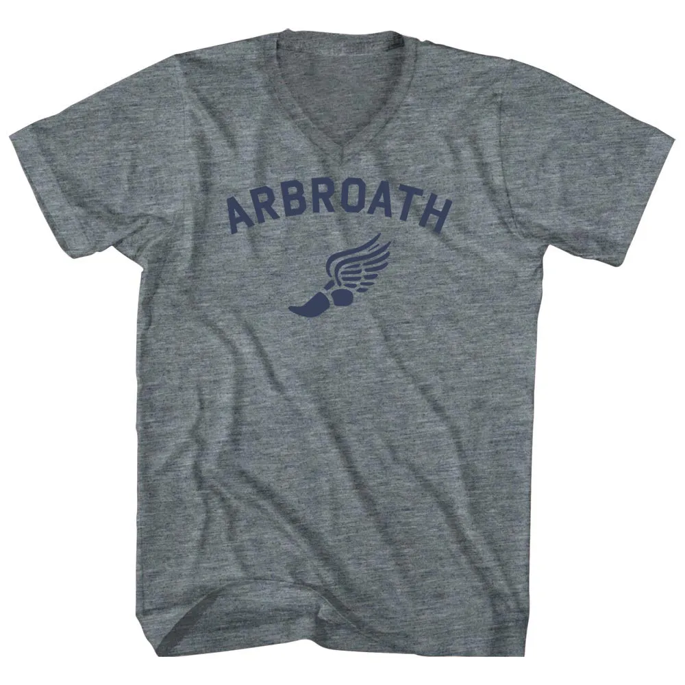 Arbroath Running Track Winged Foot Tri-Blend V-neck Womens Junior Cut T-shirt