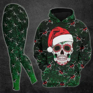Badass Christmas Skull Artwork Print Combo Hoodie And Leggings