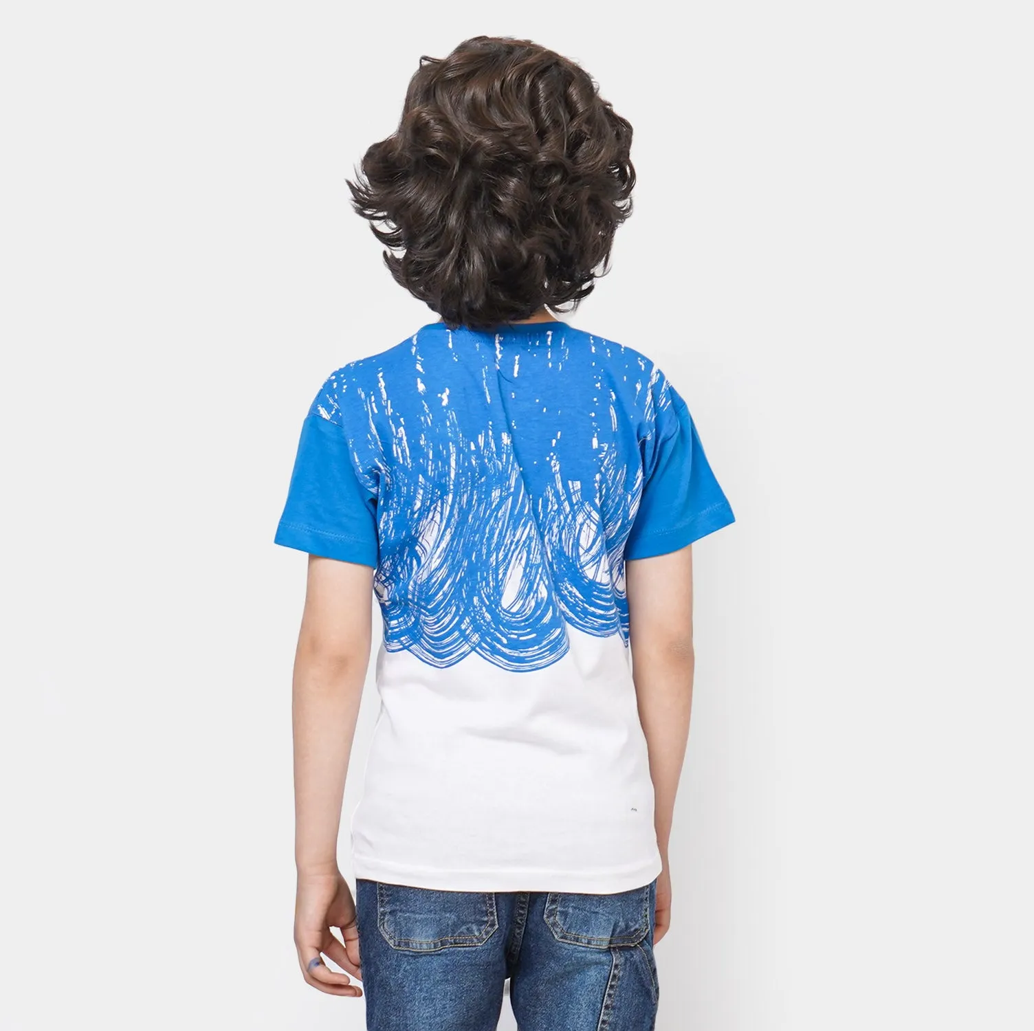 Boys Cotton T-Shirt Adventure - White/Blue