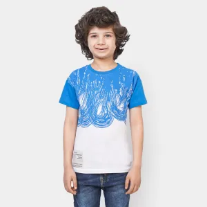 Boys Cotton T-Shirt Adventure - White/Blue