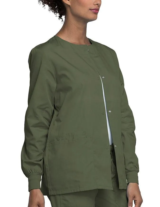 Cherokee Workwear 27.5 Inch Women's Snap Front Warm-Up Scrub Jacket