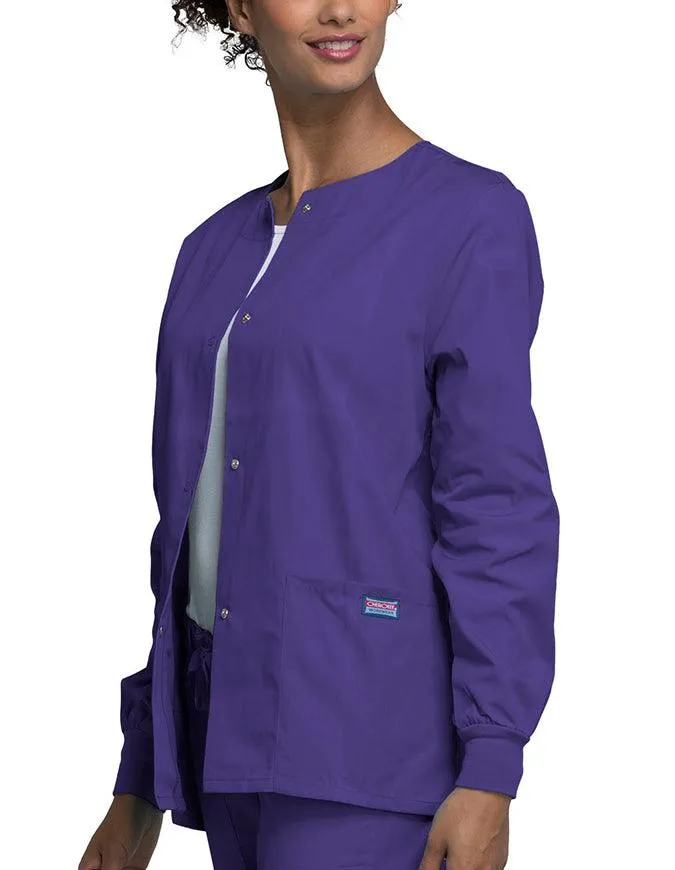 Cherokee Workwear 27.5 Inch Women's Snap Front Warm-Up Scrub Jacket