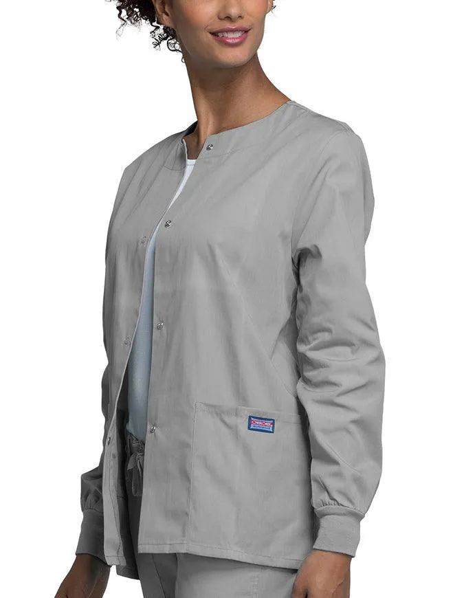 Cherokee Workwear 27.5 Inch Women's Snap Front Warm-Up Scrub Jacket
