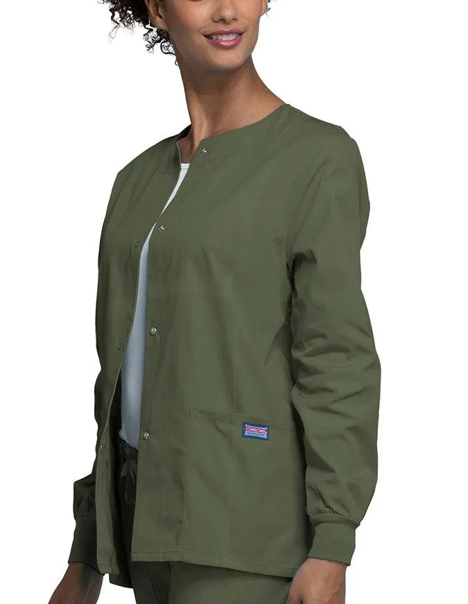 Cherokee Workwear 27.5 Inch Women's Snap Front Warm-Up Scrub Jacket