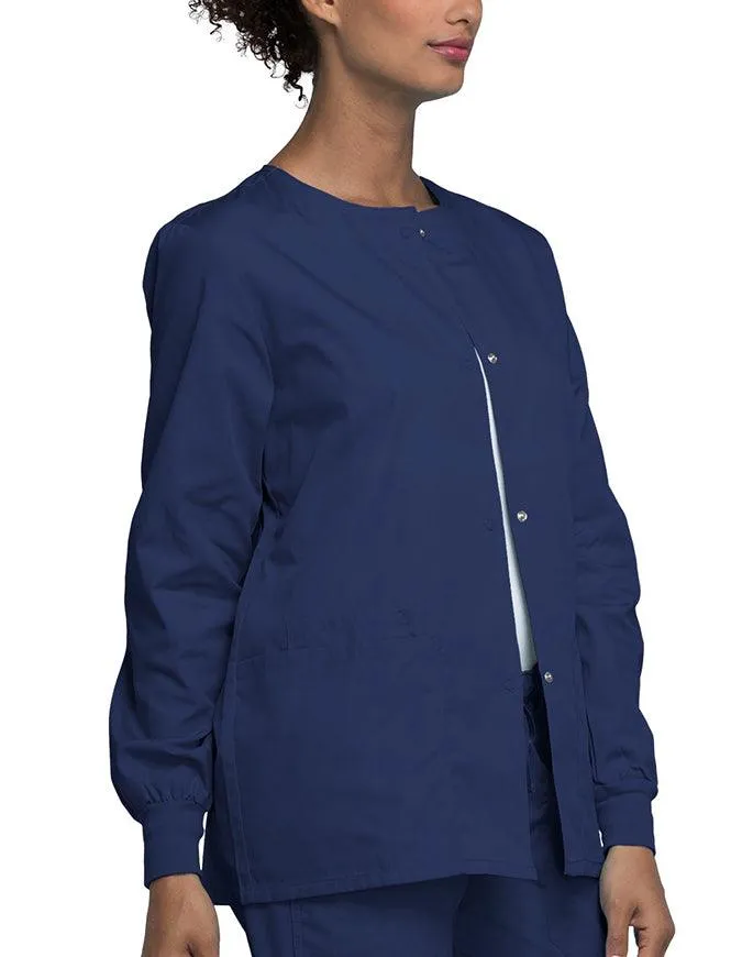 Cherokee Workwear 27.5 Inch Women's Snap Front Warm-Up Scrub Jacket
