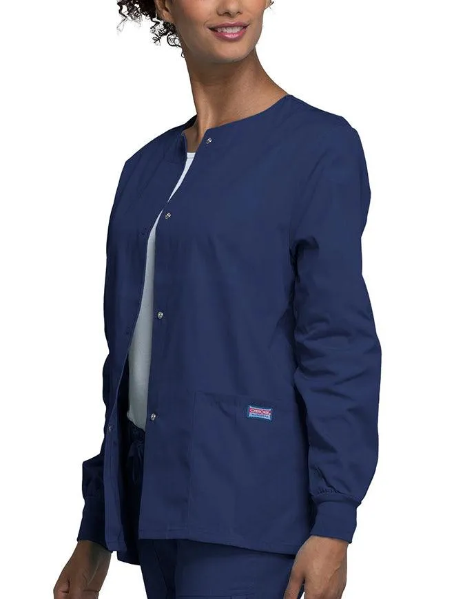 Cherokee Workwear 27.5 Inch Women's Snap Front Warm-Up Scrub Jacket