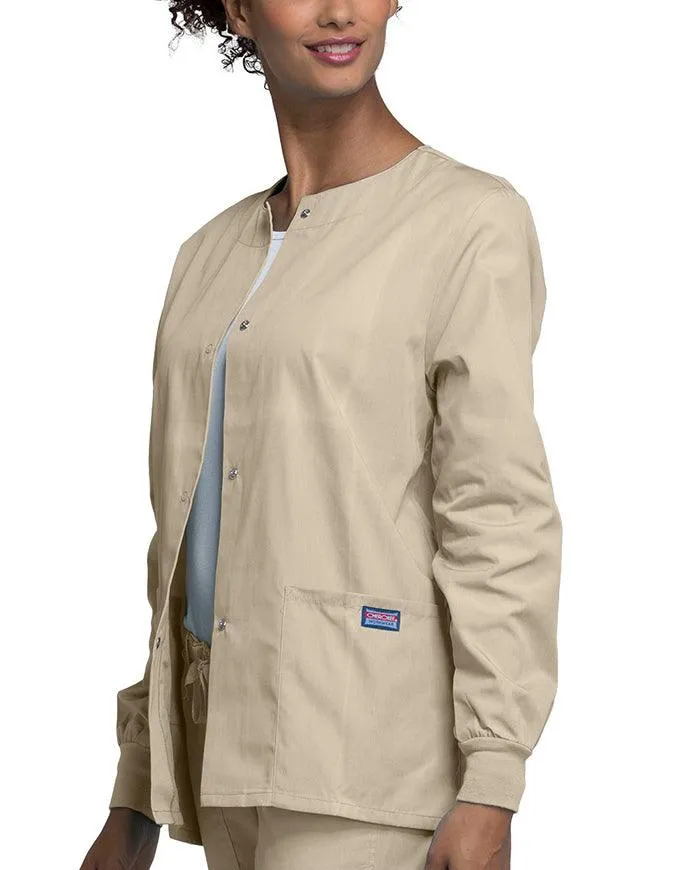 Cherokee Workwear 27.5 Inch Women's Snap Front Warm-Up Scrub Jacket
