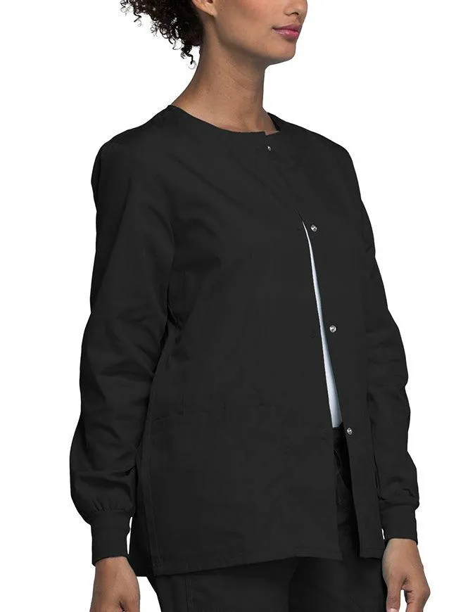 Cherokee Workwear 27.5 Inch Women's Snap Front Warm-Up Scrub Jacket