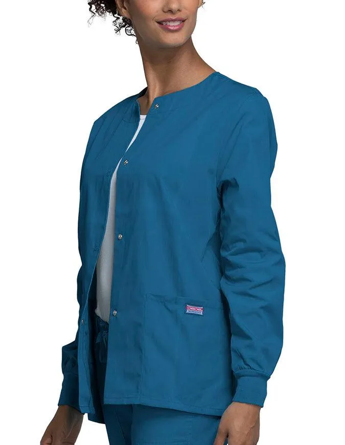 Cherokee Workwear 27.5 Inch Women's Snap Front Warm-Up Scrub Jacket