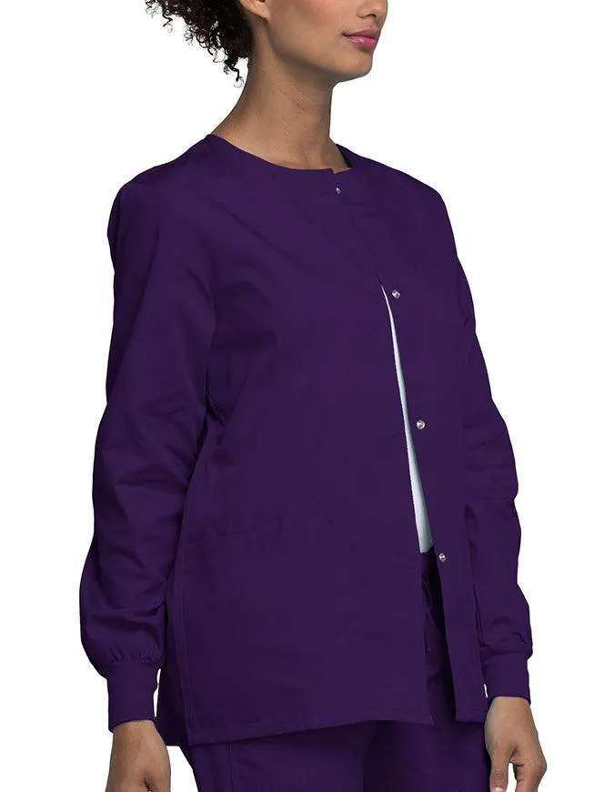 Cherokee Workwear 27.5 Inch Women's Snap Front Warm-Up Scrub Jacket