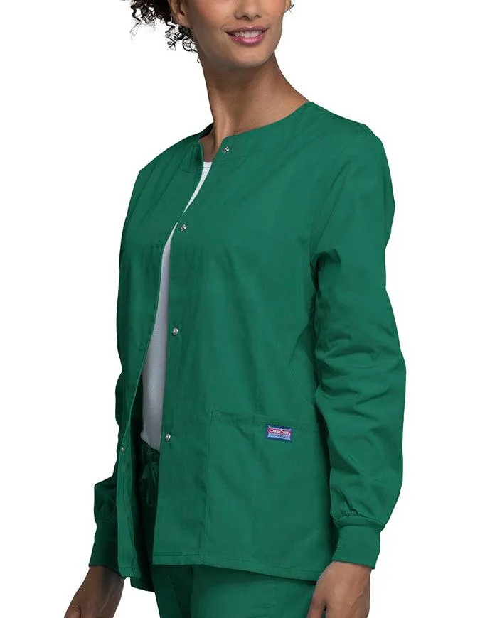 Cherokee Workwear 27.5 Inch Women's Snap Front Warm-Up Scrub Jacket
