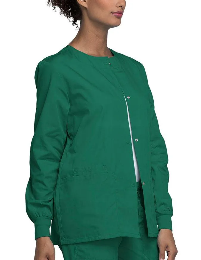 Cherokee Workwear 27.5 Inch Women's Snap Front Warm-Up Scrub Jacket