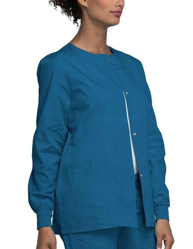 Cherokee Workwear 27.5 Inch Women's Snap Front Warm-Up Scrub Jacket