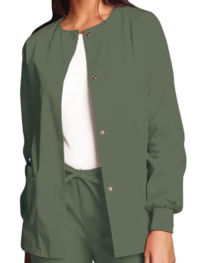 Cherokee Workwear 27.5 Inch Women's Snap Front Warm-Up Scrub Jacket