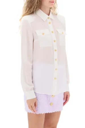 crepe de chine shirt with padded shoulders