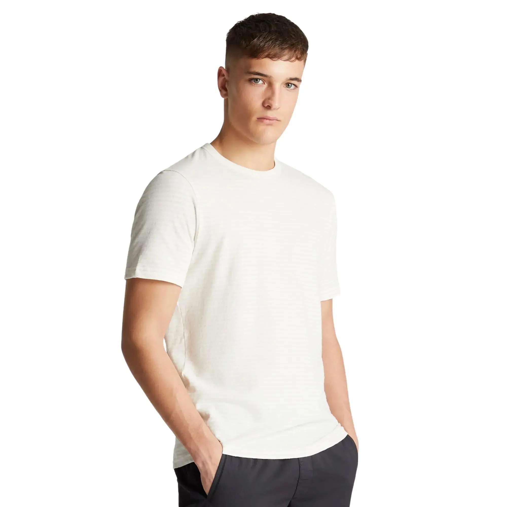 Crew Neck Stripe T-Shirt - Cream