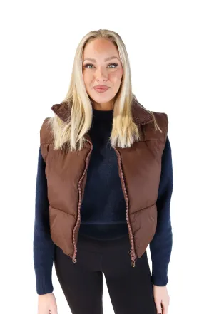 Cropped Brown Puffer Vest (L)*