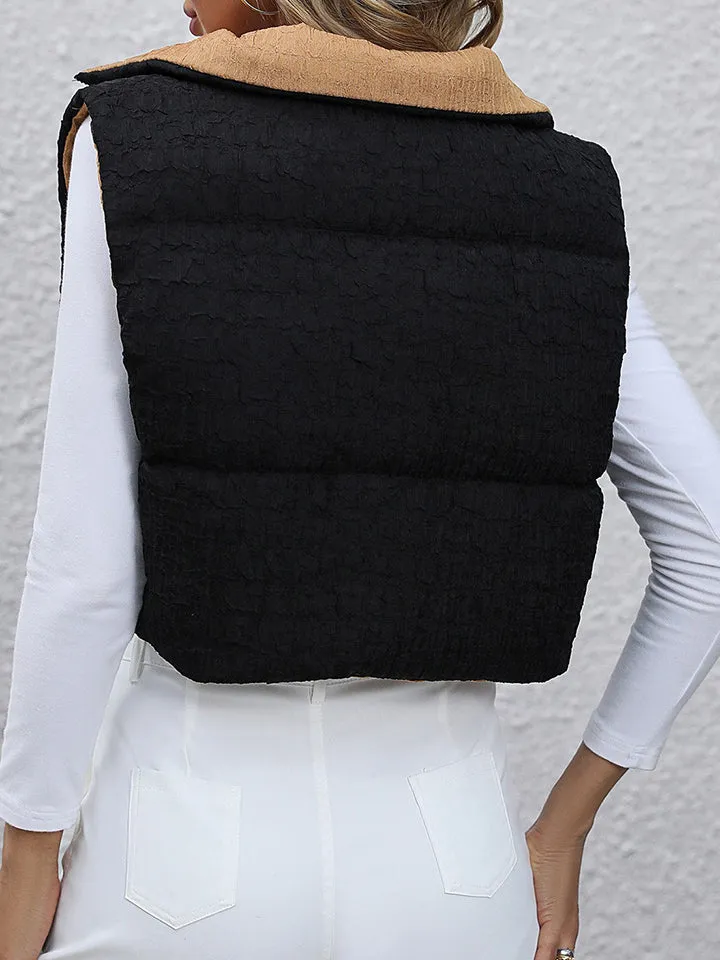 Drawstring Two Face Cropped Vest