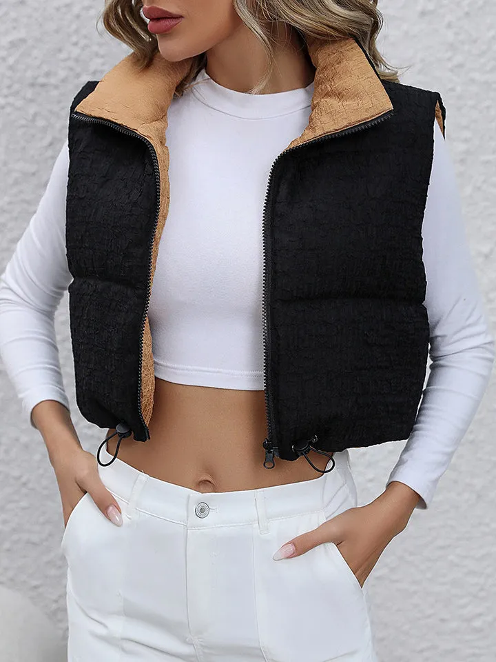Drawstring Two Face Cropped Vest