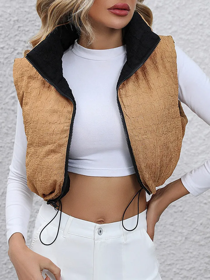 Drawstring Two Face Cropped Vest