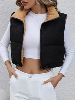Drawstring Two Face Cropped Vest