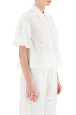 embroidered cropped shirt