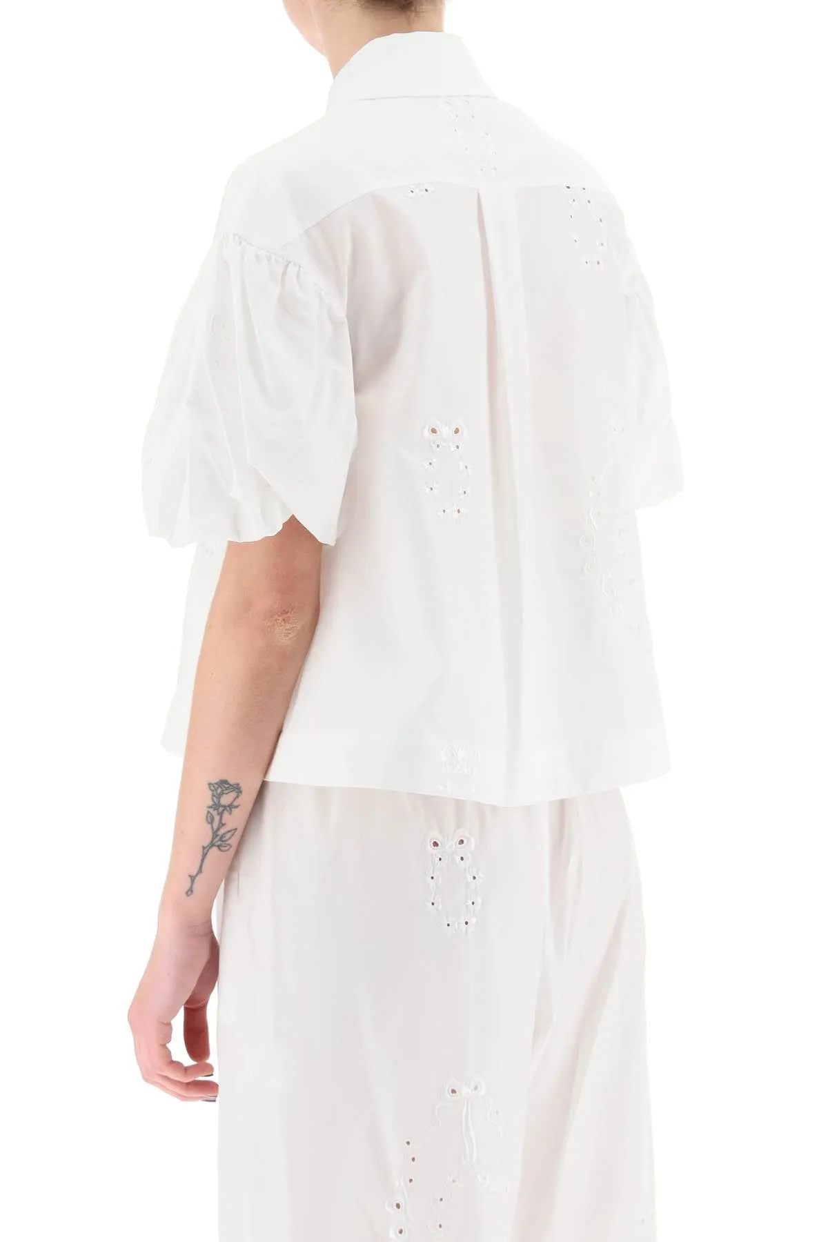 embroidered cropped shirt