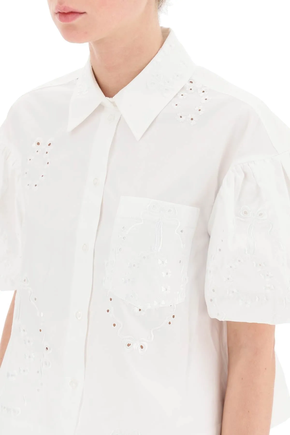 embroidered cropped shirt