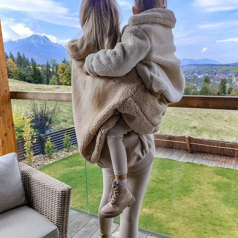 Fashion Trend Warm Lapel Long Sleeve Plush Jacket Wholesale Coats