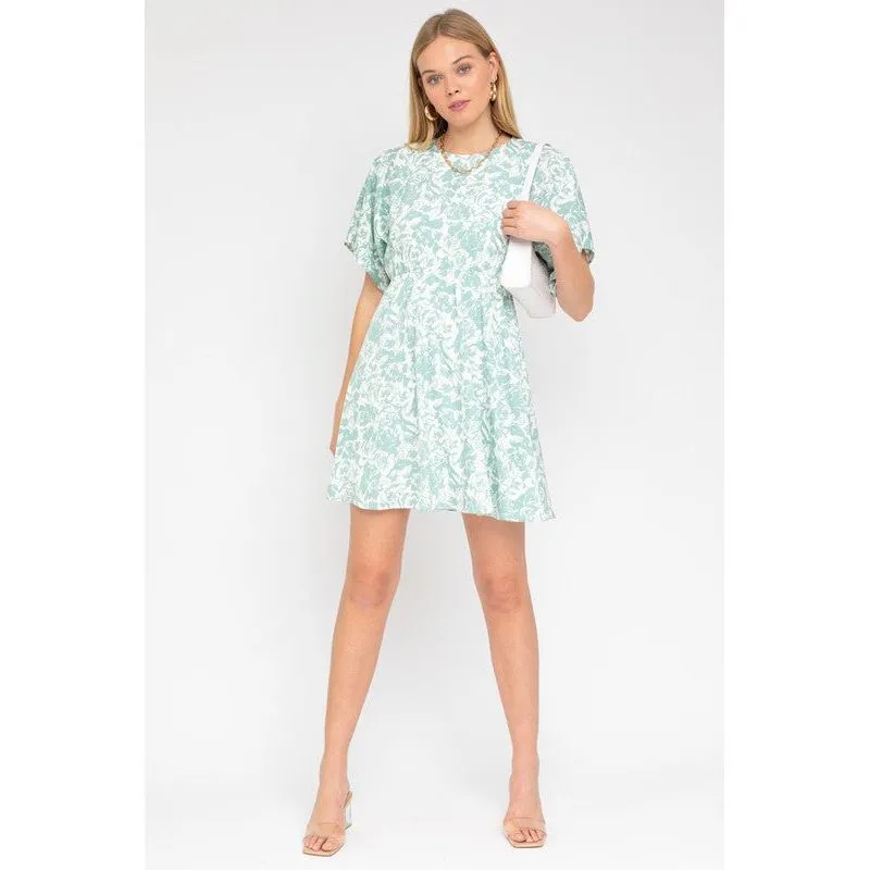 GILLI Kimono Sleeve Floral Printed Dress