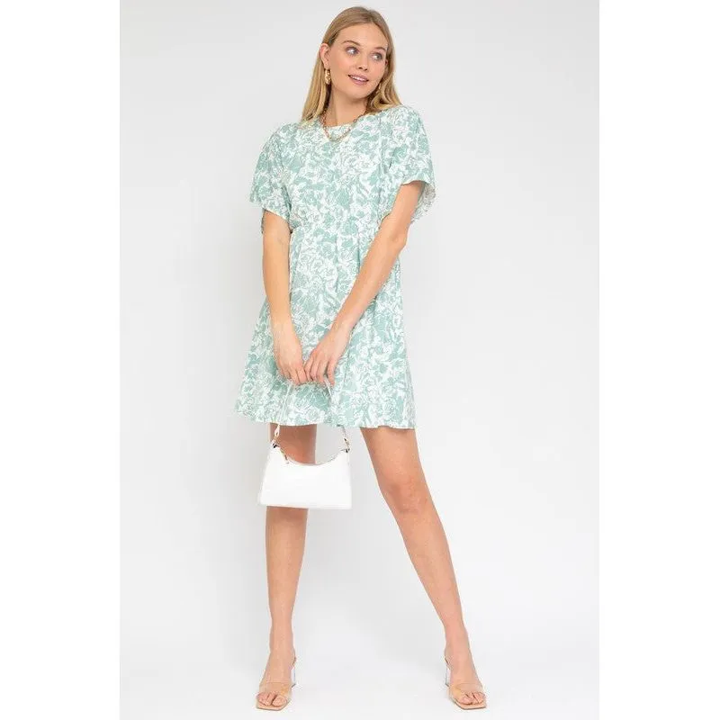 GILLI Kimono Sleeve Floral Printed Dress