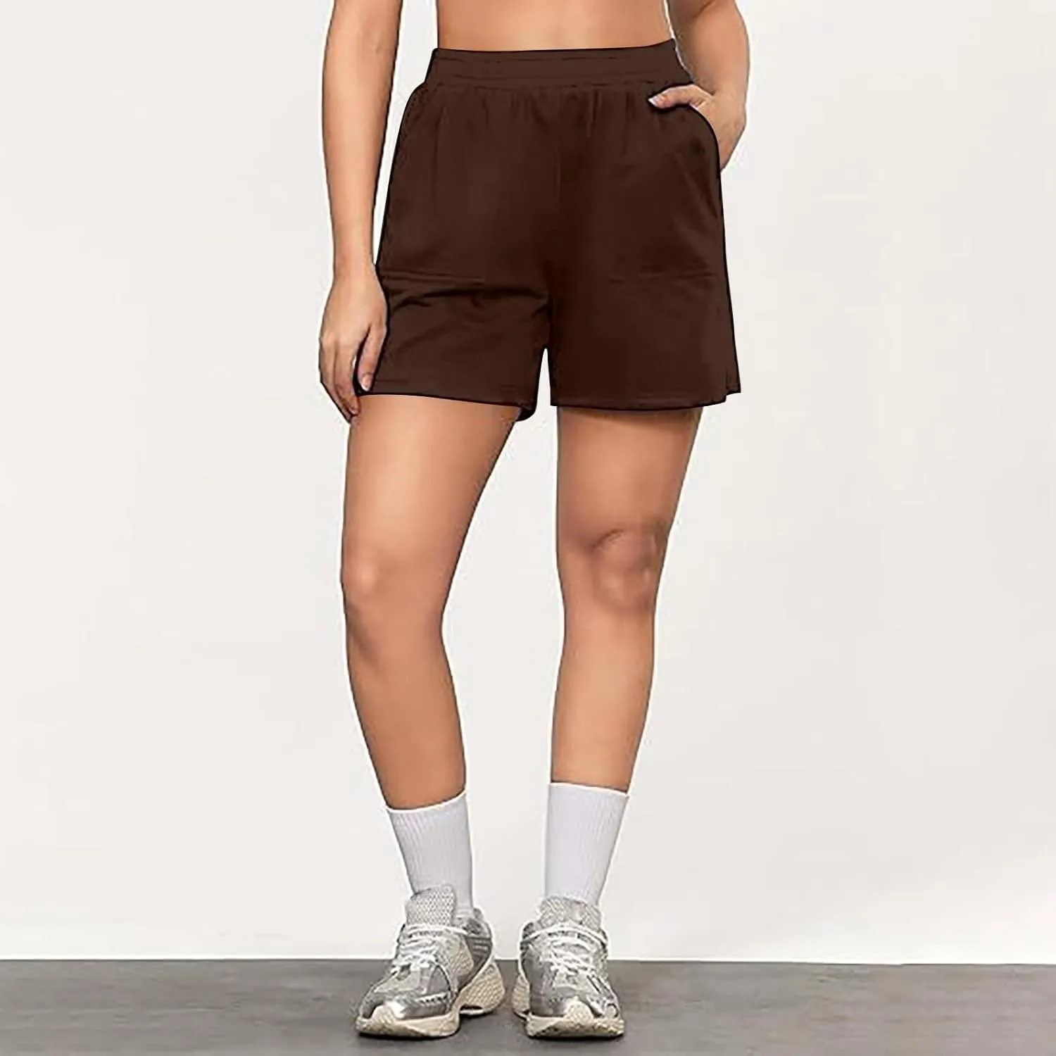 High Waisted Zipper Sweat Shorts for Women Summer Sports Casual Loose Fit Bermuda Yoga Walking Athletic Shorts