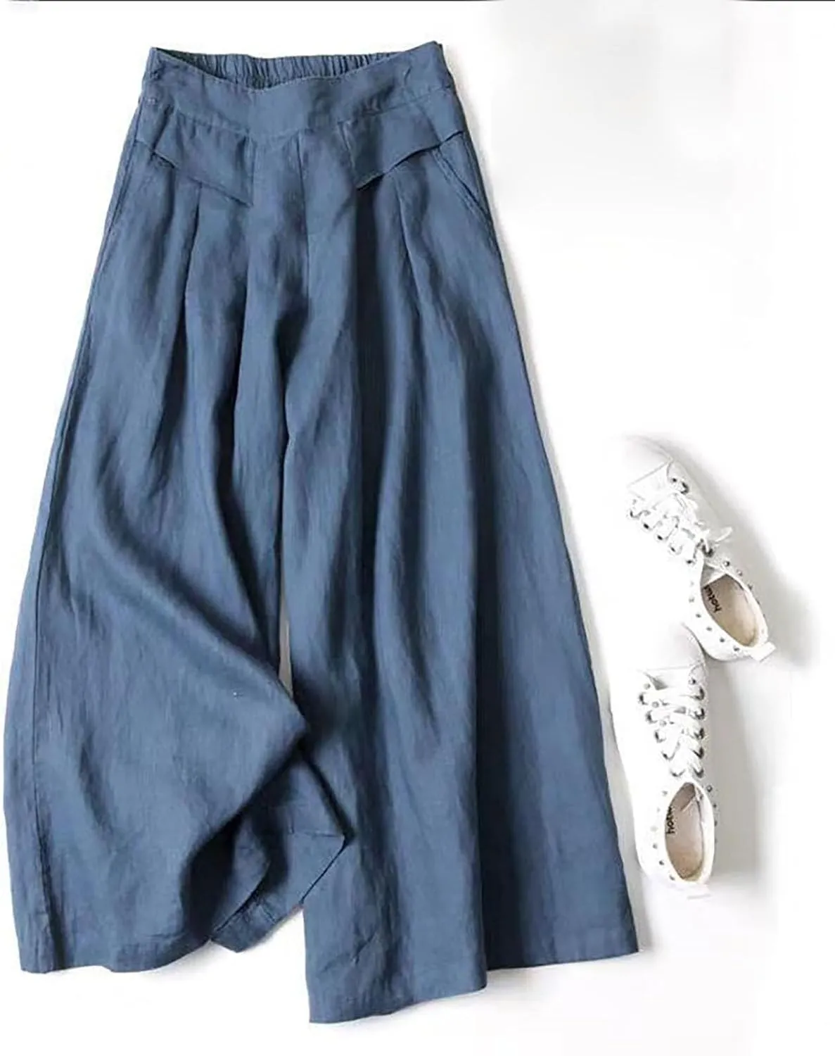Linen Pants for Women 2025 Wide Leg High Waist Summer Beach Trousers Lightweight Plus Size Straight Slim Fit Lounge Pants
