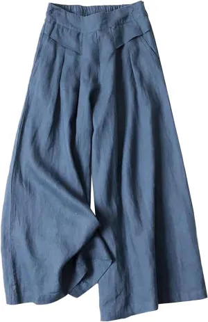 Linen Pants for Women 2025 Wide Leg High Waist Summer Beach Trousers Lightweight Plus Size Straight Slim Fit Lounge Pants