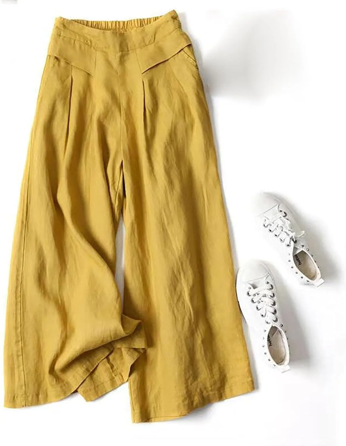 Linen Pants for Women 2025 Wide Leg High Waist Summer Beach Trousers Lightweight Plus Size Straight Slim Fit Lounge Pants
