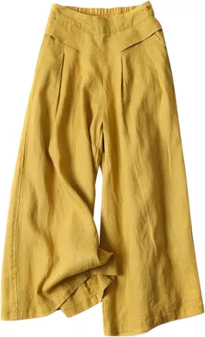 Linen Pants for Women 2025 Wide Leg High Waist Summer Beach Trousers Lightweight Plus Size Straight Slim Fit Lounge Pants