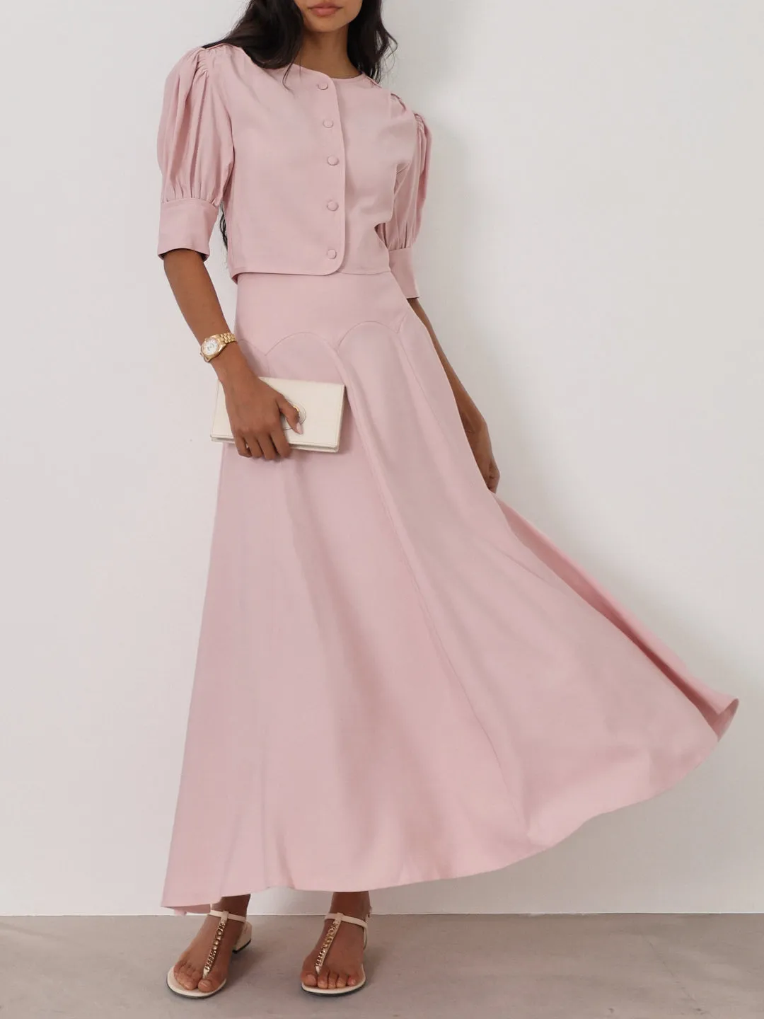 Lola Scallop Seam Dream Skirt | Rose Pink