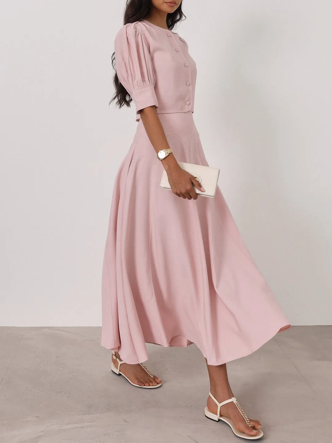 Lola Scallop Seam Dream Skirt | Rose Pink