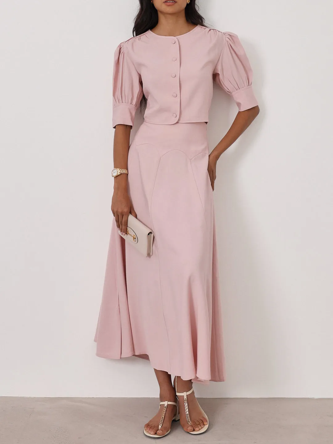 Lola Scallop Seam Dream Skirt | Rose Pink