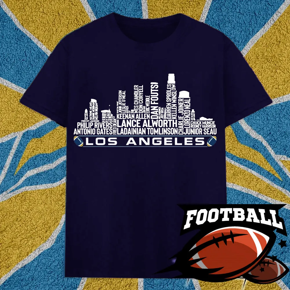 Los Angeles Football Team All Time Legends Name Tee Hoodie Sweatshirt Los Angeles City Skyline Tee Football Fans Gift