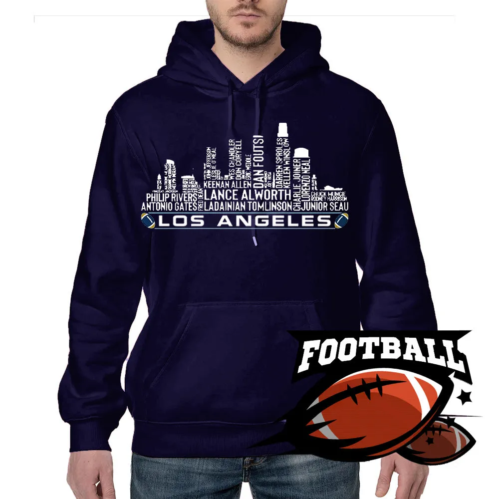 Los Angeles Football Team All Time Legends Name Tee Hoodie Sweatshirt Los Angeles City Skyline Tee Football Fans Gift