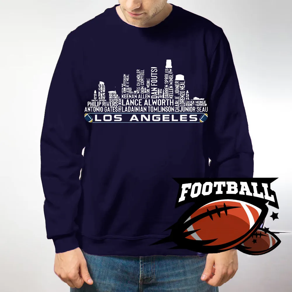 Los Angeles Football Team All Time Legends Name Tee Hoodie Sweatshirt Los Angeles City Skyline Tee Football Fans Gift