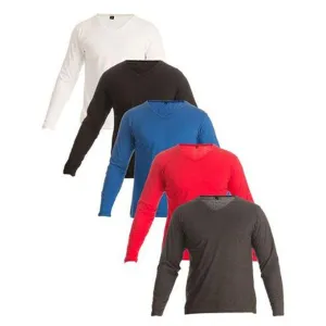 Mardaz Pack of 5 - Multicolor Cotton V-neck T-shirts for Men