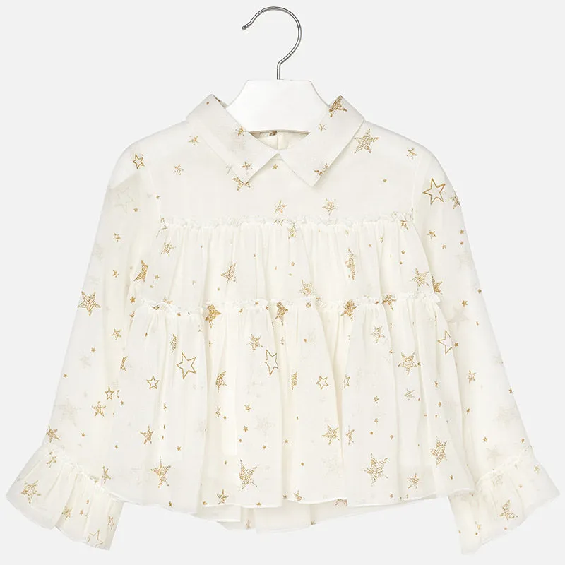 Mayoral Star Print Chiffon Blouse