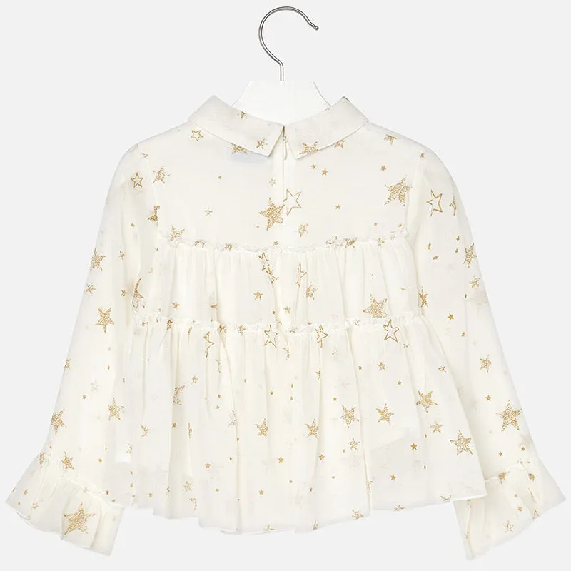Mayoral Star Print Chiffon Blouse
