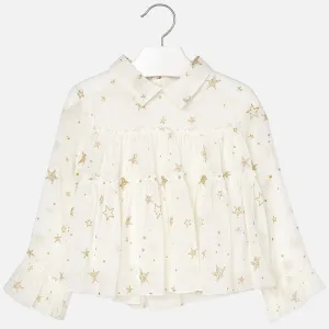 Mayoral Star Print Chiffon Blouse